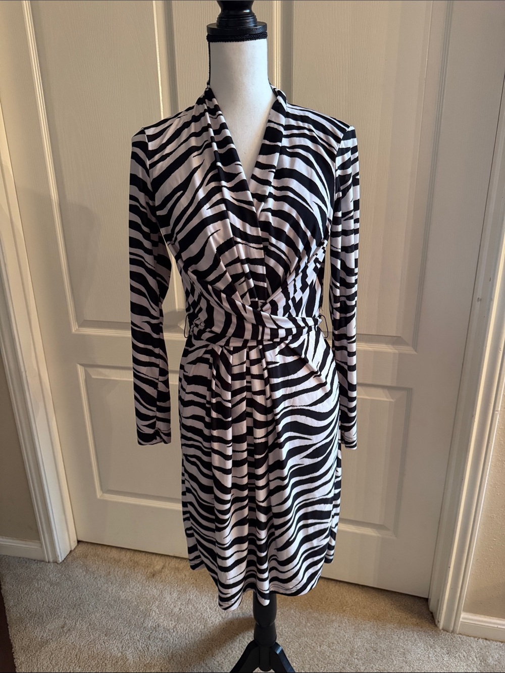 Black and White Zebra-Stripe Dress - Size Small